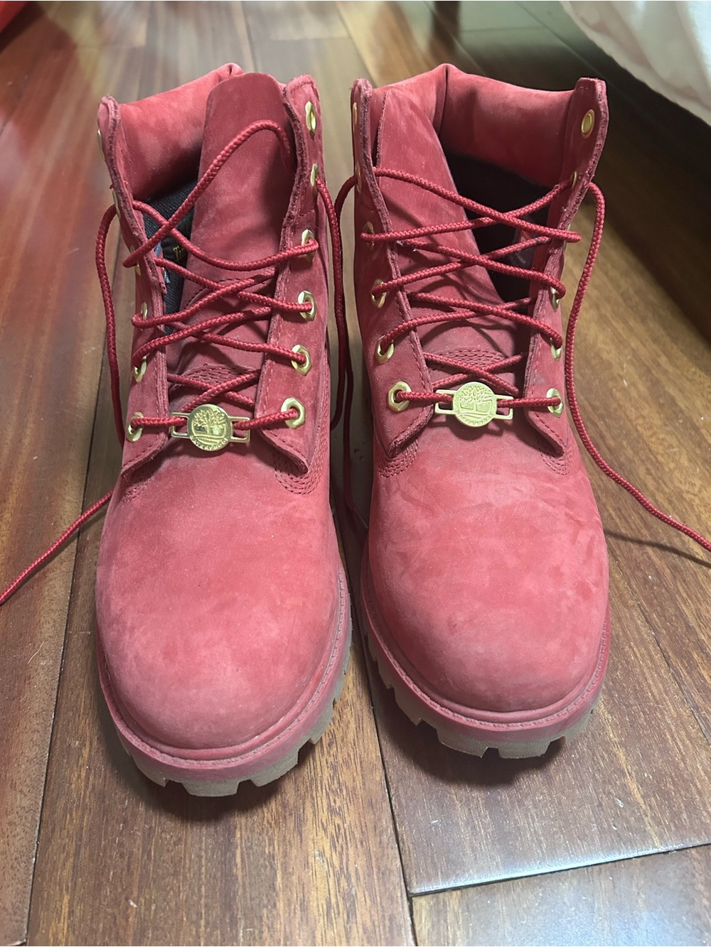 Timberland Women's Red Suede Lace-Up Boots